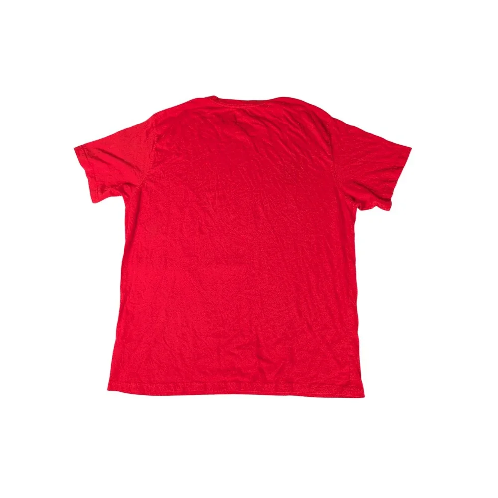 Reebok Mens XL Red Graphic T-Shirt Short Sleeve Vertical Logo‎ Crew Neck Tee